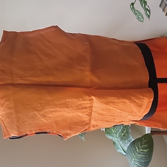 Orange & Black Linen Two Piece Shirts - Picture 5 of 7